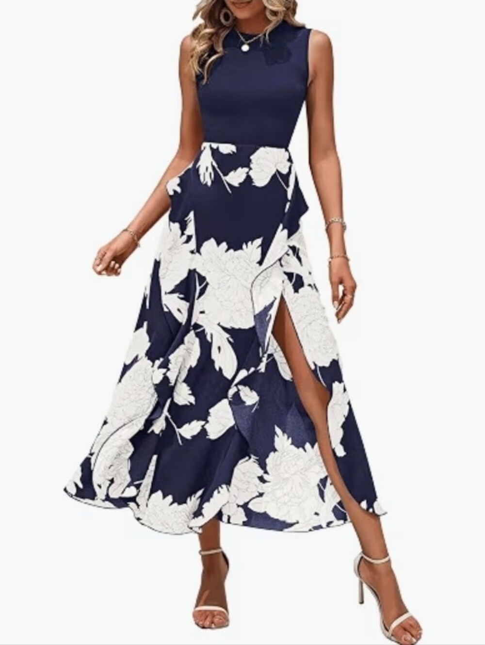 Size S BTFBM Navy Floral Fit and Flare Dress Side Zip NWT